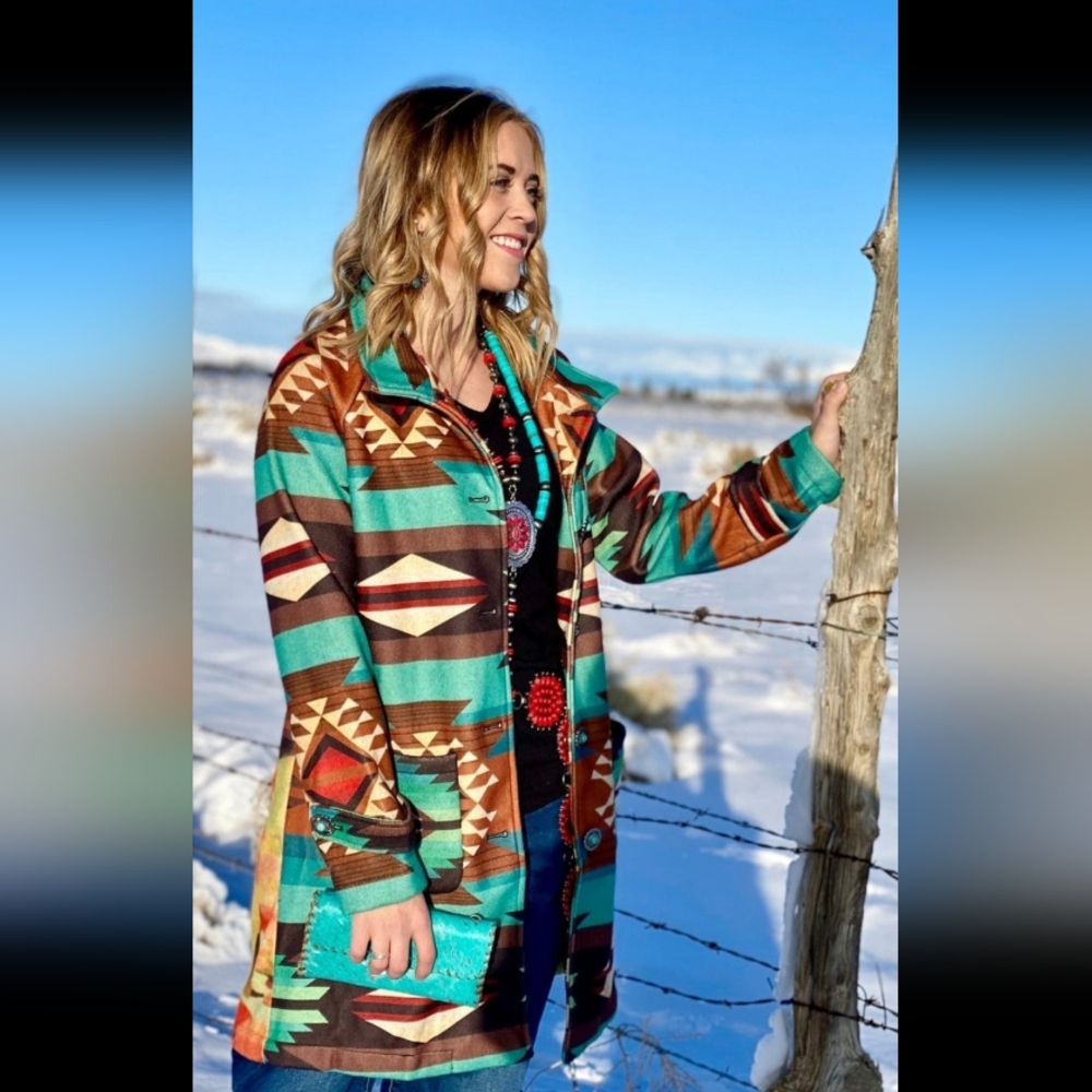 Colorful Patterned Trench Coat